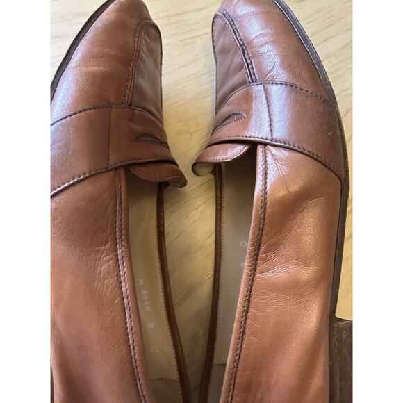 VTG Polo Ralph Lauren Penny Loafers Mens 9 Leather Full Strap Slip On Tan Italy - Picture 3 of 16